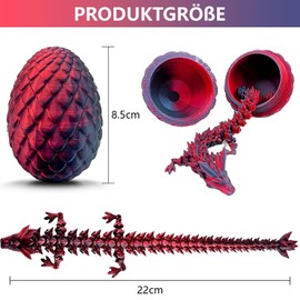 Mooedcoe 3D Dragon in Egg - 3D Printed Dragon Egg Gift for Children Adults Realistic Dragon Egg Movable Crystal Dragon Toy Surprise Easter Dragon Eggs