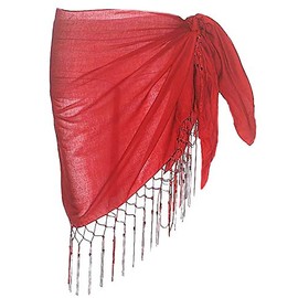 P4F Half Cotton Sarong with Tassels (Cotton, Red)
