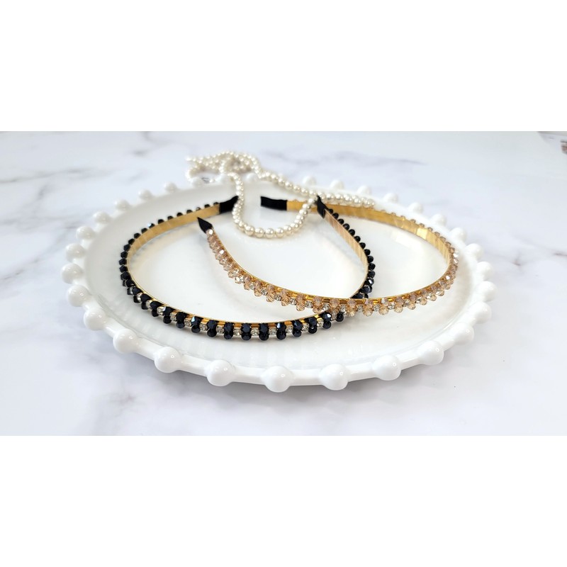 (2 types) Cubic Rail Headband Slim Hairband Black / (2종)