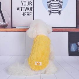Loyanyy Winter Dog Vest Warm Plush Cat Clothes Soft Kitten Puppies Apparel for Cold Weater Cute Stretchy Dog Outfits Yellow Small