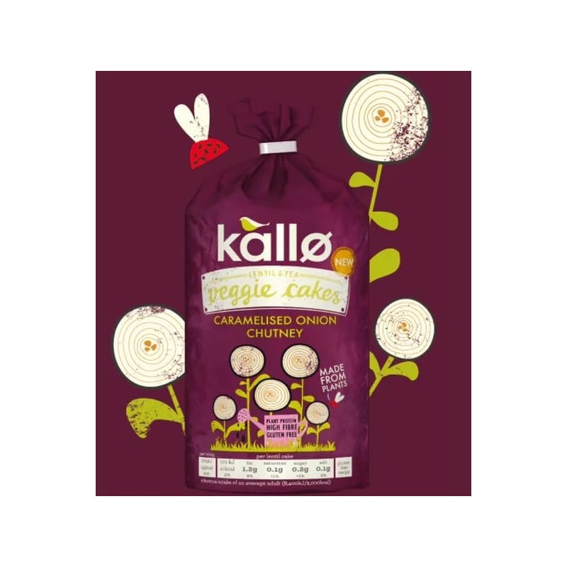 Kallo Caramelised Onion Chutney Lentil & Pea Veggie Cakes 122g