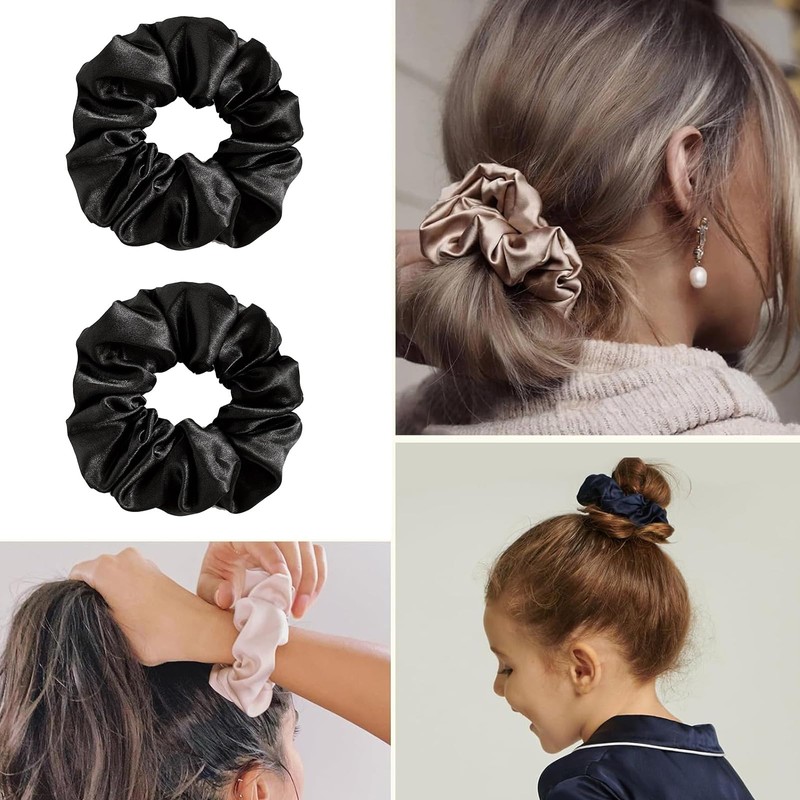 2 PCS Girl Scrunchie 100% Silk Hair Elastics Hair Elastics