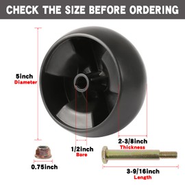 EISENKERN Deck Wheels Replacement fit for Craftsman MTD Cub Cadet 734-04155 Toro 112-0677 Mower 5" Lawn Mower Wheel Kit with Shoulder Bolts and Nuts (2 Pack)