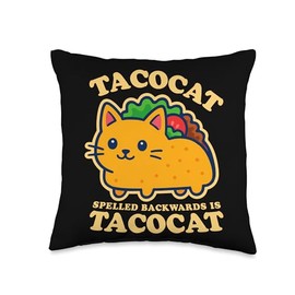 Tacocat Spelled Backwards Taco Cat Palindrome Throw Pillow
