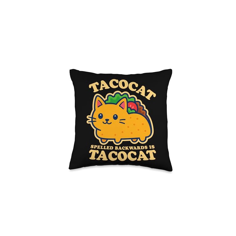 Tacocat Spelled Backwards Taco Cat Palindrome Throw Pillow