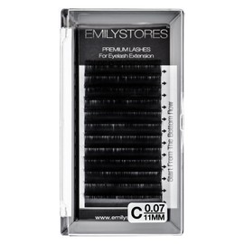 Eyelash Extensions 0.07mm Thickness C Curl Length 11mm Silk Mink Fake Eye Lashes In One Tray by EMILYSTORES                                           