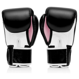 Fairtex - Guantes de Entrenamiento Estilo Muay Thai (Negro/Blanco/Rosa, 12 oz)