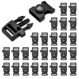 50 Pack 3/4 Inch Paracord Buckles, Compass Buckle for Bracelets Clasp Clip Outdoor Camping Emergency Survival Travel Accessories (Black)