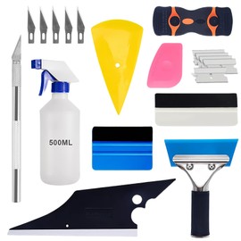 19Pcs Car Window Tint Kit,Vehicle Glass Protective Film Wrapping Installation Set,Window Tinting Tools with Vinyl Wrap Squeegees, Knife Blades, 500ML Spray Bottle for Car Film