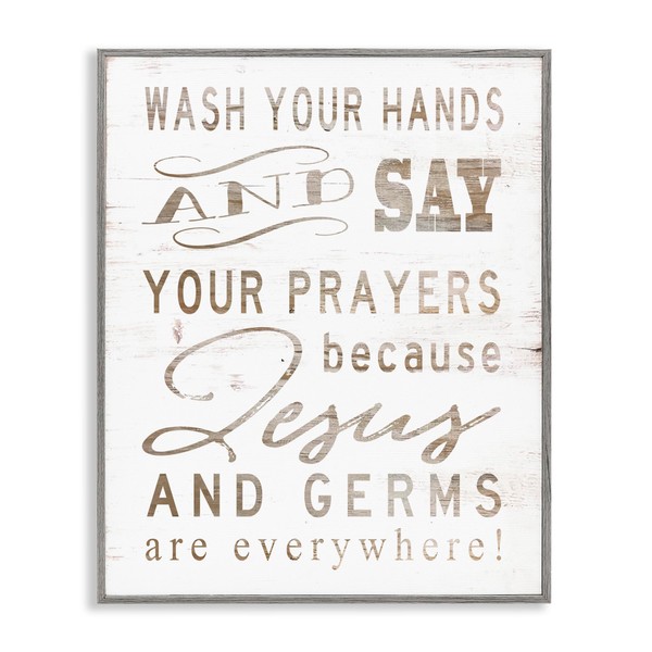 Stupell Industries White Wood Look Jesus and Germs are Everywhere