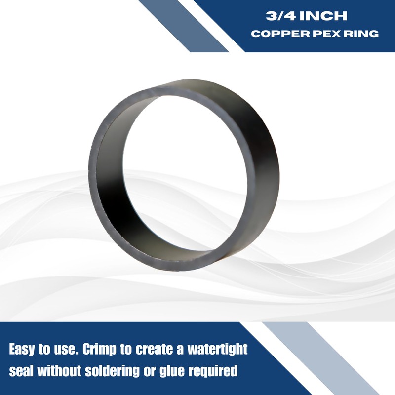 XFITTING 3/4 Inch Copper Pex Ring Black Oxidized Surface, 50