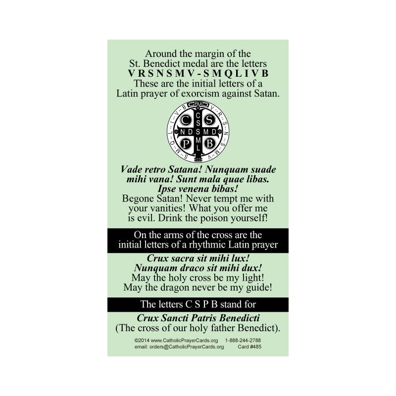 St. Benedict Medal Holy Card (10-pack) with Two Free Prayer