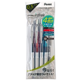 Pentel XBLN75TL-4STA Gel Ink Ballpoint Pen, ENERGEL IN FREE, 4 Colors + 1 Refill, 0.5mm