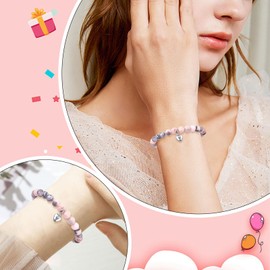 Natural Stone Heart Bracelet for Women Girls, Happy Birthday Gifts for Sister Friends Bestie Sister in Law Soul Sister, Mother's Day Birthday Gifts