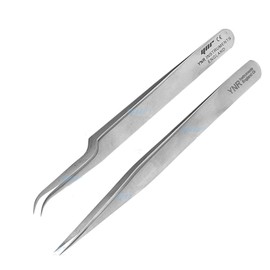 YNR® Swiss Quality Tweezers Straight Curved For Individual Eyelash Extensions (Set of Volume Lash Curved & Straight Silver)