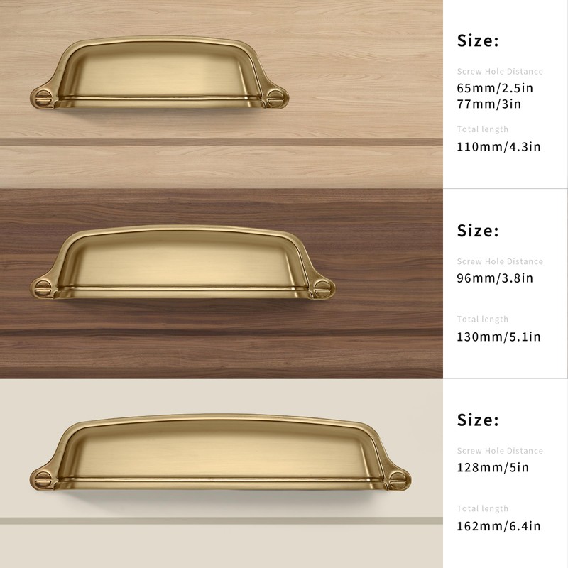 Khtumeware 10 Pack 3-3/4 inch (96mm) Brushed Brass Cabinet Hardware