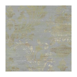 Sample for Display Purpose only.Concord Wallcoverings Textured Wallpaper Damask Featuring Flowers Leaves, Blue Beige, 7 in x 10 in, SM30358