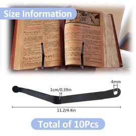 SUPERFINDINGS 10Pcs Metal Book Stand Page Clips Book Page Holder for Reading Steel Black Book Stand Clips Press Torsion Spring Replacement for Cookbook Textbook 4.4inch