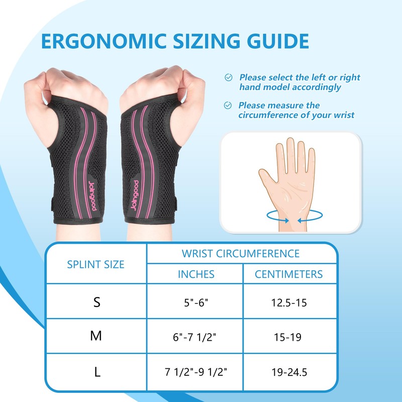 joingood Wrist Brace for Work, Adjustable Support Splint for Women