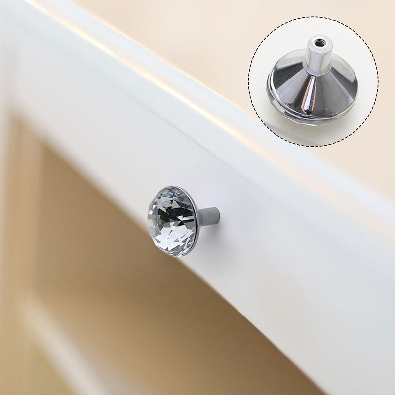Qianxihu 4Pcs Diamond Drawer Knobs Plate Crystal Cupboard Door Handles