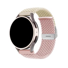 FiiMoo Replacement Strap Compatible with Garmin Venu Sq 2/Venu 2 Plus/Garmin Vivoactive 5/Forerunner 245/645 Wristband, 20 mm Elastic Braided Bracelets for Garmin Forerunner 165 White + Pink Sand