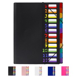 Mafegu 24 Pockets Edufun Expanding File Folder Organizer,Accordion File Organizer,A4 Letter Size,Rainbow Tab, for Home/Office/School Document Organizer (Black)
