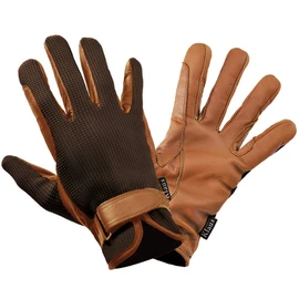 Klaus Riding Gloves, Waffle Leather Gloves, KE6 (Brown x Caramel Brown), Genuine Leather, Brown