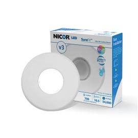 SureFit(v3) LED Flush Mount Ceiling Light, 3000K with Round White Trim (DLF301203KWH)