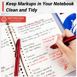 KERIFI Erasable Gel Pens 0.7mm, Red Heat Erasable Fine Point Ballpoint Pens, Make Mistakes Disappear, Gel Ink Pens with Eraser for Drawing Writing Planner Journaling Crossword Puzzles School Supplies