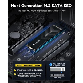 ORICO M.2 2280 SATA SSD, 512GB Internal M.2 SSD with B+M Key for Desktop/Laptop, SATA III 6Gbps NGFF Solid State Drive Low Power Consumption (PCIe NVMe Incompatible) - Y20M