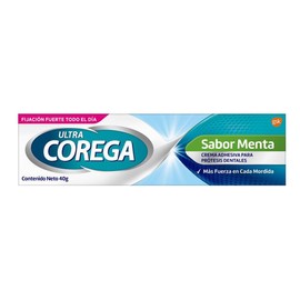Corega Ultra Crema Fijadora para Dentaduras Postizas, Fijación Duradera para Todo el Día, Sabor Menta, 40g