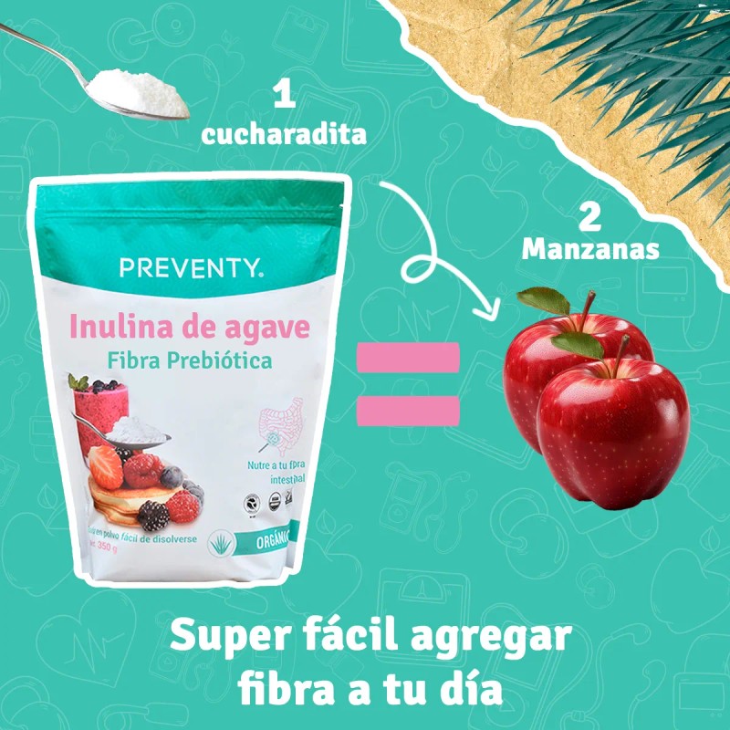 Fibra Prebiotica,inulina De Agave 100% Organica,peventy 350g