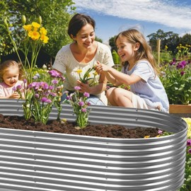 CATMANOR 2 Pack 8x2FT Tall Galvanized Raised Garden Bed Outdoor,Metal Garden Bed for Vegetables,Steel Raised Beds for Gardening,Above Ground Garden Box for Flower-DW5