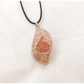 Nirdesh Sunstone Crystal Necklace, Healing Orgonite Pandant E-Energy Protection Reiki Chakra Balancing Gemstone Lockets
