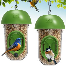 LONA Bird Feeders for Outdoors 2 Pack, Squirrel Proof Tube Bird Feeder with Multiple Hanging Methods, Wild Bird Feeding Silo for Outside, 1 Port