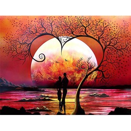 Amiiba Cross Stitch Set, Pre-Printed for Adults, Beginners, Love Tree, 11ct Embroidery Kit, Embroidery Kits