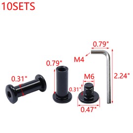 MY MIRONEY 10 Sets Binding Post Screw Hex Drive Socket Cap Bolts Stainless Steel Binding Bolts and Barrel Nuts Kit, for Furnitures Leather Belt Buckle, M6 x 8mm x 20mm