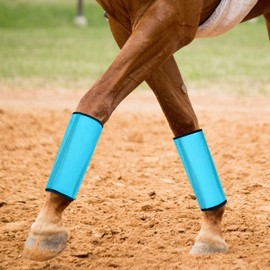 Set of 8 Mesh Fly Boots for Horse Loose Breathable Mesh Horse Boots Protective Horse Leg Wraps Horse Leggings for Preventing Flies and Mosquitoes Bites (Light Blue, White)