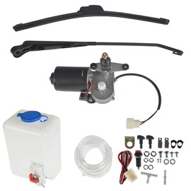 munirater 12V Universal Electric Motor UTV Windshield Wiper Kit with Washer Pump Bottle Kit Replacement for Polaris Ranger RZR 900 1000 Turbo Can Am X3