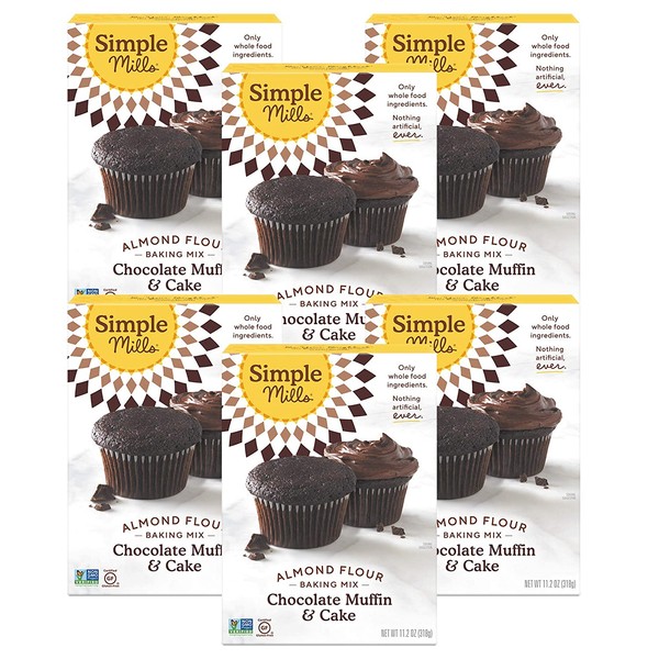 Simple Mills Almond Flour Baking Mix, Gluten Free Chocolate Cake Mix, Muffin pan ready, Made with whole foods, 6 Count (Packaging May Vary)