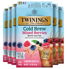 Twinings Mixed Berries Cold Brew Iced Tea Bags, 20 Count (Pack of 6), Unsweetened Flavoured Black Tea, Caffeinated, 120 Teabags