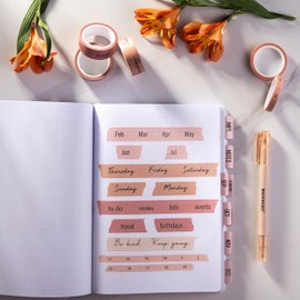 DIVERSEBEE Pastel Washi Tape Set, 5 Rolls Decorative Scrapbook Tape, Cute Craft Tape, Scrapbooking Bullet Journal Supplies, Bible Journaling, Planner Accessories, Gift Wrap Tape (Planner)