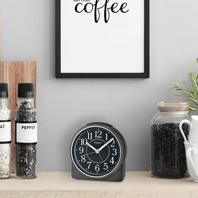 Seiko Marui Bedroom Alarm Clock, Metallic Black