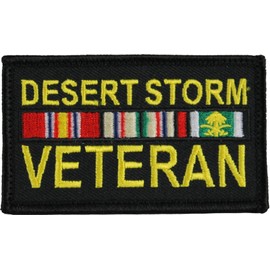 Desert Storm Veteran - 2" x 3" Hook & Loop 2 Piece Black Patch