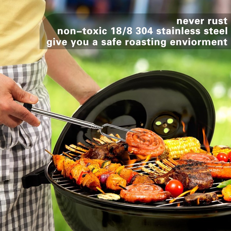 Pack of 8 Barbecue Skewers Telescopic Marshmallow Campfire Grill Fork,