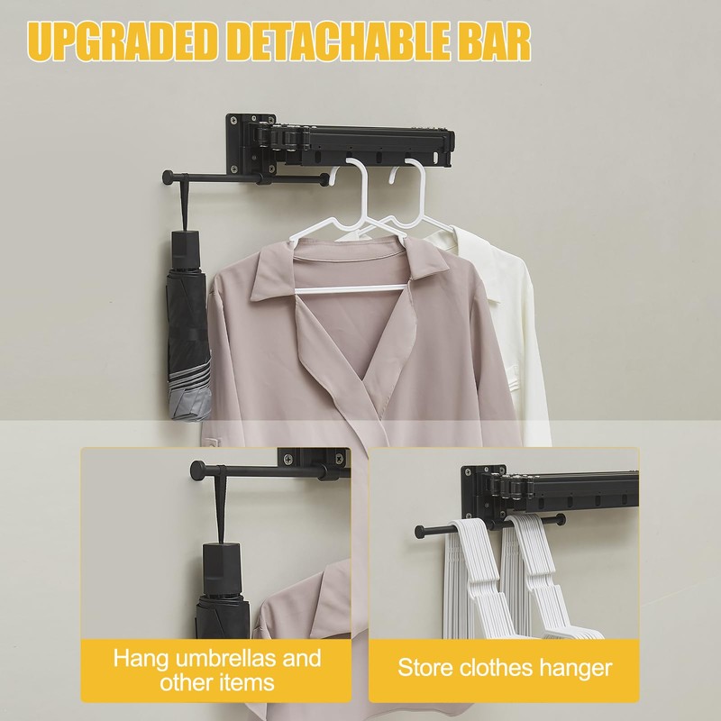 BESy Wall Mounted Laundry Clothes Drying Rack Foldable for Hanging