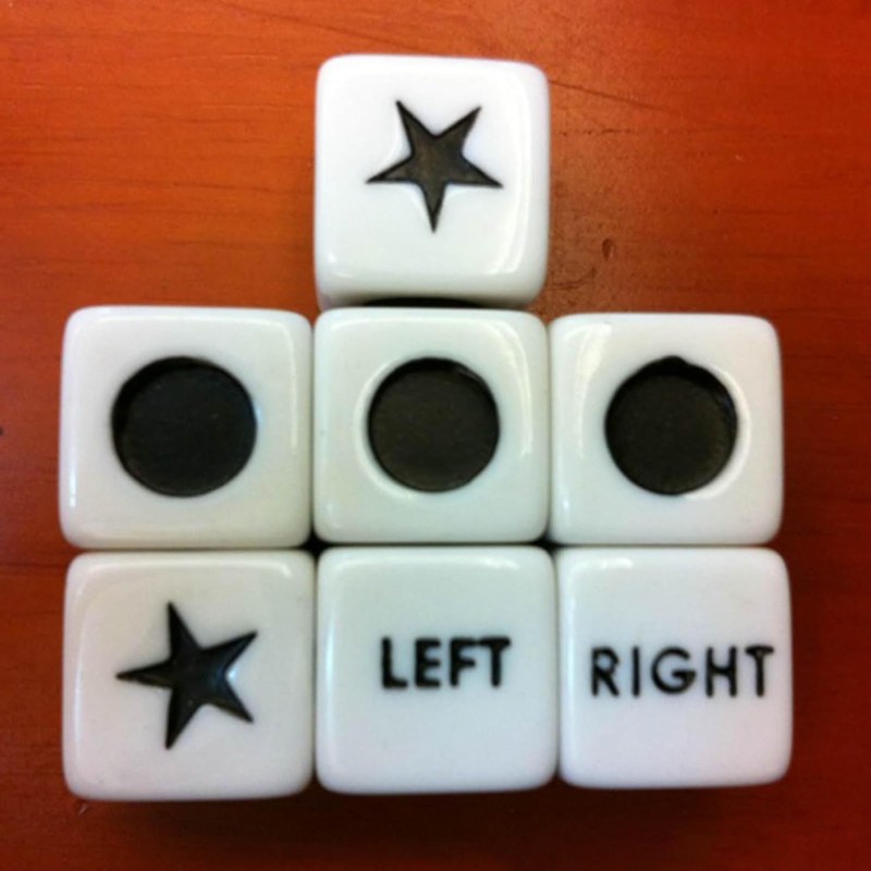 5Pcs White Left Right Center Dice Six Sided Standard Size