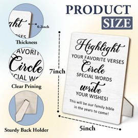 IRTAGANNY Bible Guest Book Sign, Wedding Bridal Shower Bachelorette Party Decorations, Highlight Your Favorite Verses Wooden Stand Sign 5"X7", Wedding Table Decor Decorations for Reception (5x7 Inch)