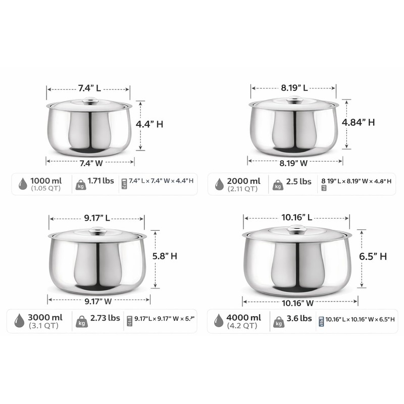 Stainless Steel Casserole and HotPot Set - Double-Walled, Insulated Casserole