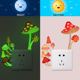 Mushroom Wall Stickers, Light Switch Decor Decals,Switch Stickers,Mushrooms Glowing Wall Decals, Luminous Wall Decor for Bedroom Living Room Nursery Home Decorations (Mushroom)